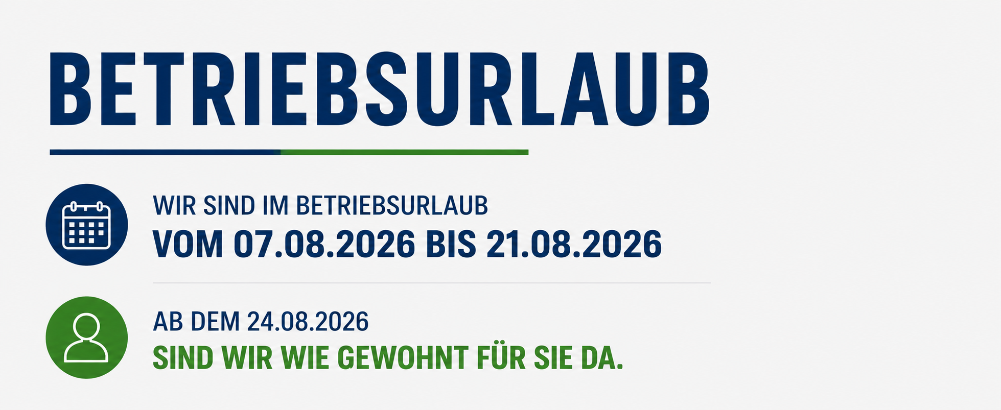 Betriebsurlaub 2026